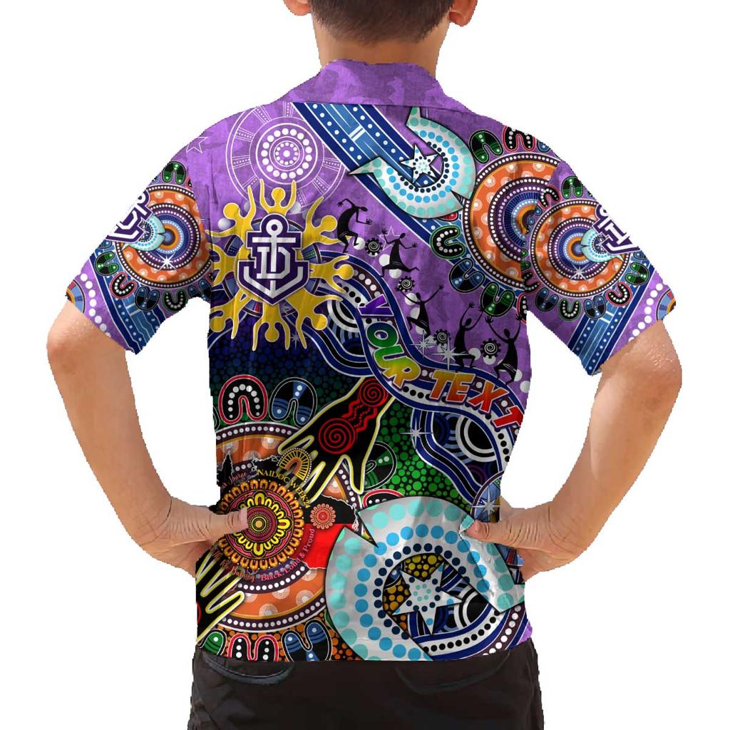 Custom NAIDOC Week 2024 Fremantle Dockers Freo Family Matching Off The Shoulder Long Sleeve Dress and Hawaiian Shirt Australia Aboriginal Dot Painting