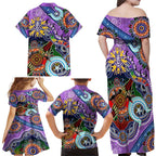 Custom NAIDOC Week 2024 Fremantle Dockers Freo Family Matching Off Shoulder Maxi Dress and Hawaiian Shirt Australia Aboriginal Dot Painting