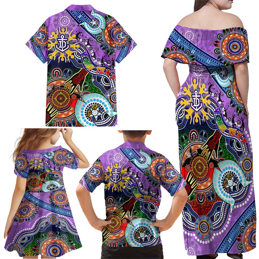 Custom NAIDOC Week 2024 Fremantle Dockers Freo Family Matching Off Shoulder Maxi Dress and Hawaiian Shirt Australia Aboriginal Dot Painting