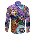 Custom NAIDOC Week 2024 Fremantle Dockers Freo Family Matching Off Shoulder Maxi Dress and Hawaiian Shirt Australia Aboriginal Dot Painting