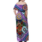 Custom NAIDOC Week 2024 Fremantle Dockers Freo Family Matching Off Shoulder Maxi Dress and Hawaiian Shirt Australia Aboriginal Dot Painting