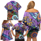 Custom NAIDOC Week 2024 Fremantle Dockers Freo Family Matching Off Shoulder Short Dress and Hawaiian Shirt Australia Aboriginal Dot Painting