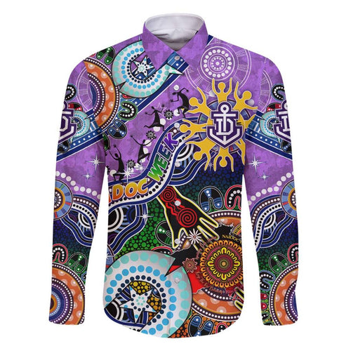 Custom NAIDOC Week 2024 Fremantle Dockers Freo Family Matching Off Shoulder Short Dress and Hawaiian Shirt Australia Aboriginal Dot Painting