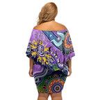 Custom NAIDOC Week 2024 Fremantle Dockers Freo Family Matching Off Shoulder Short Dress and Hawaiian Shirt Australia Aboriginal Dot Painting