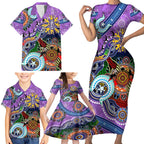 Custom NAIDOC Week 2024 Fremantle Dockers Freo Family Matching Short Sleeve Bodycon Dress and Hawaiian Shirt Australia Aboriginal Dot Painting