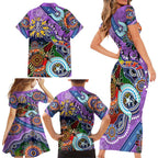 Custom NAIDOC Week 2024 Fremantle Dockers Freo Family Matching Short Sleeve Bodycon Dress and Hawaiian Shirt Australia Aboriginal Dot Painting