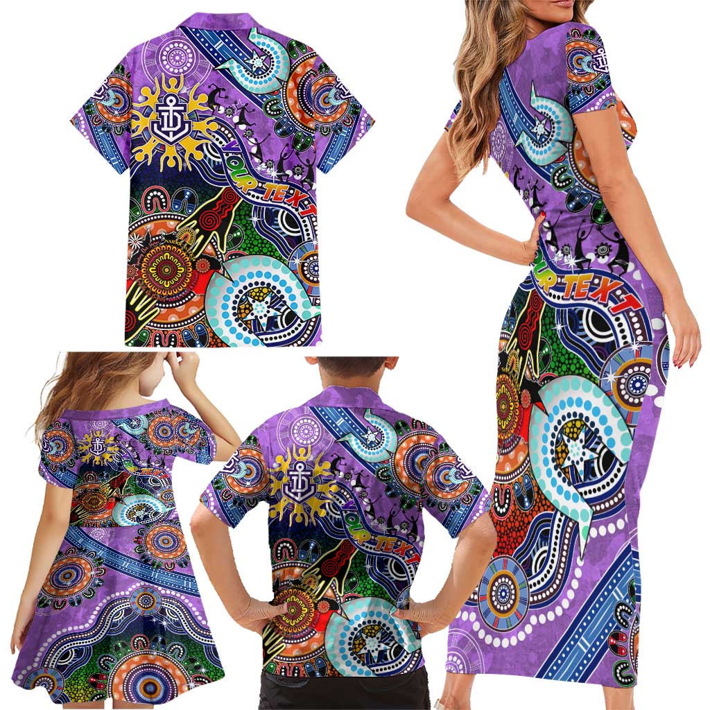 Custom NAIDOC Week 2024 Fremantle Dockers Freo Family Matching Short Sleeve Bodycon Dress and Hawaiian Shirt Australia Aboriginal Dot Painting