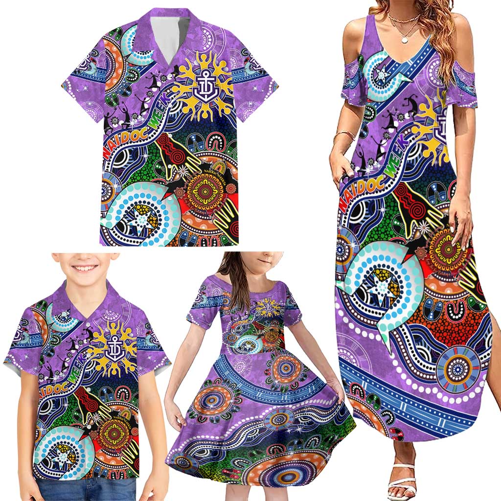 Custom NAIDOC Week 2024 Fremantle Dockers Freo Family Matching Summer Maxi Dress and Hawaiian Shirt Australia Aboriginal Dot Painting