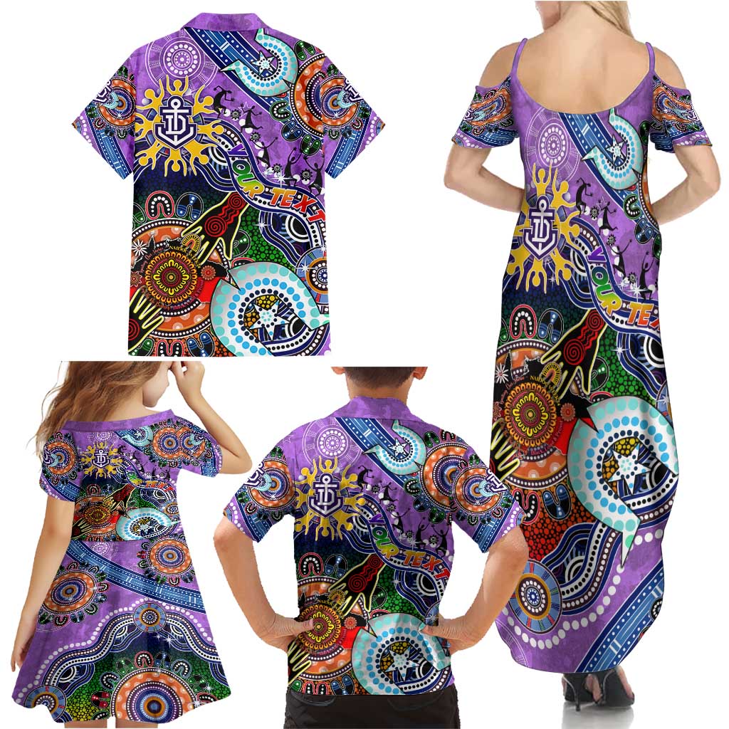 Custom NAIDOC Week 2024 Fremantle Dockers Freo Family Matching Summer Maxi Dress and Hawaiian Shirt Australia Aboriginal Dot Painting