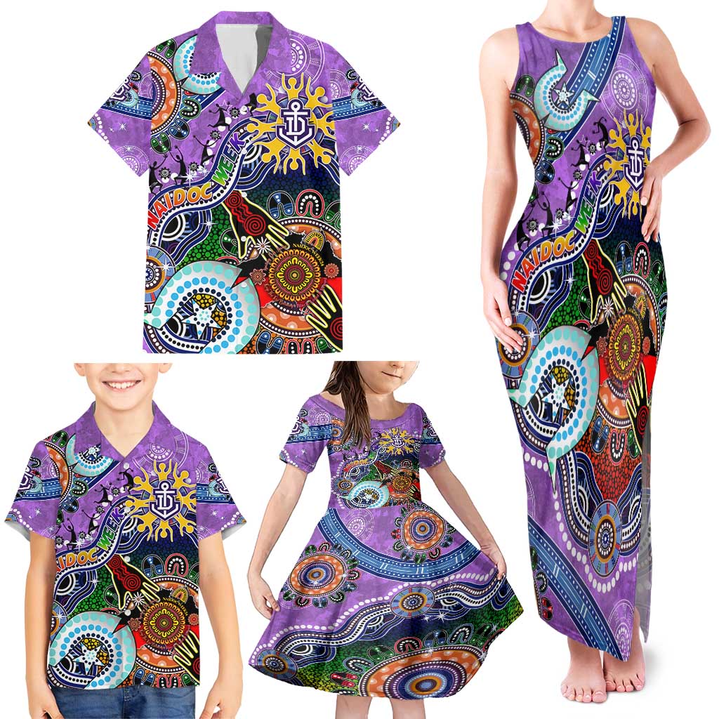 Custom NAIDOC Week 2024 Fremantle Dockers Freo Family Matching Tank Maxi Dress and Hawaiian Shirt Australia Aboriginal Dot Painting