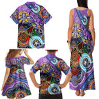Custom NAIDOC Week 2024 Fremantle Dockers Freo Family Matching Tank Maxi Dress and Hawaiian Shirt Australia Aboriginal Dot Painting