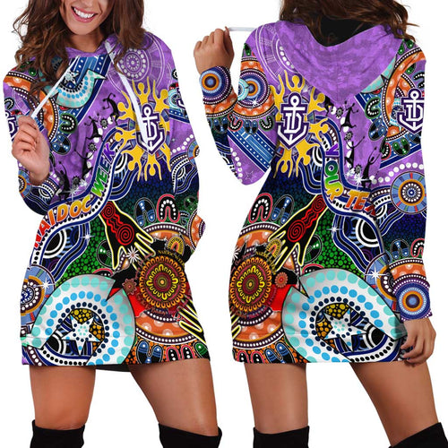 Custom NAIDOC Week 2024 Fremantle Dockers Freo Hoodie Dress Australia Aboriginal Dot Painting