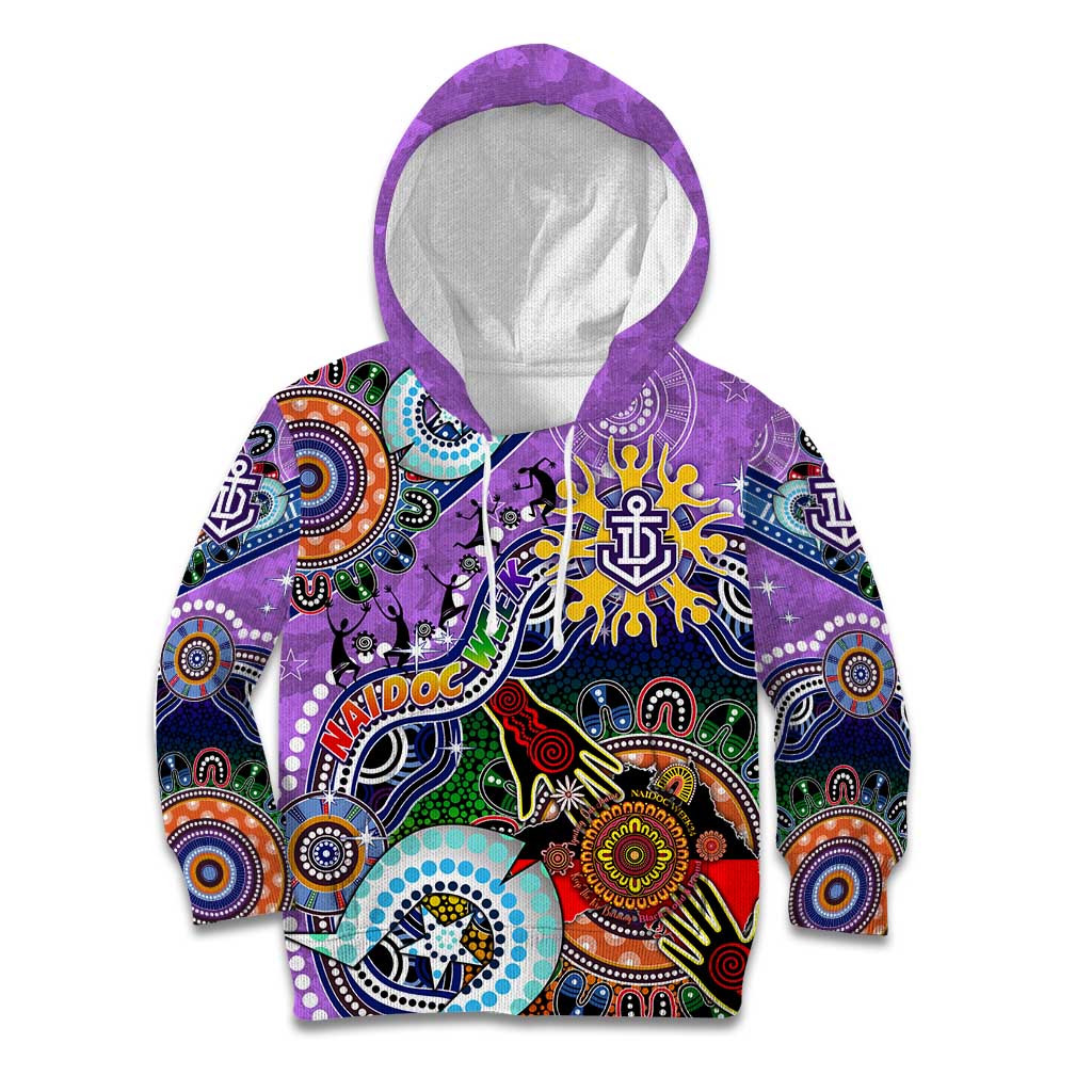 Custom NAIDOC Week 2024 Fremantle Dockers Freo Kid Hoodie Australia Aboriginal Dot Painting