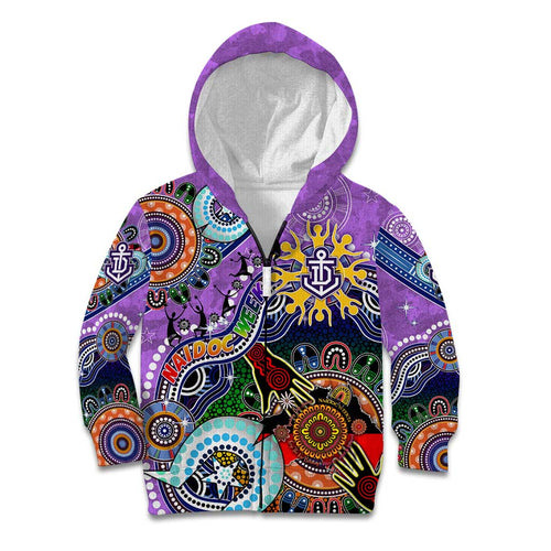 Custom NAIDOC Week 2024 Fremantle Dockers Freo Kid Hoodie Australia Aboriginal Dot Painting
