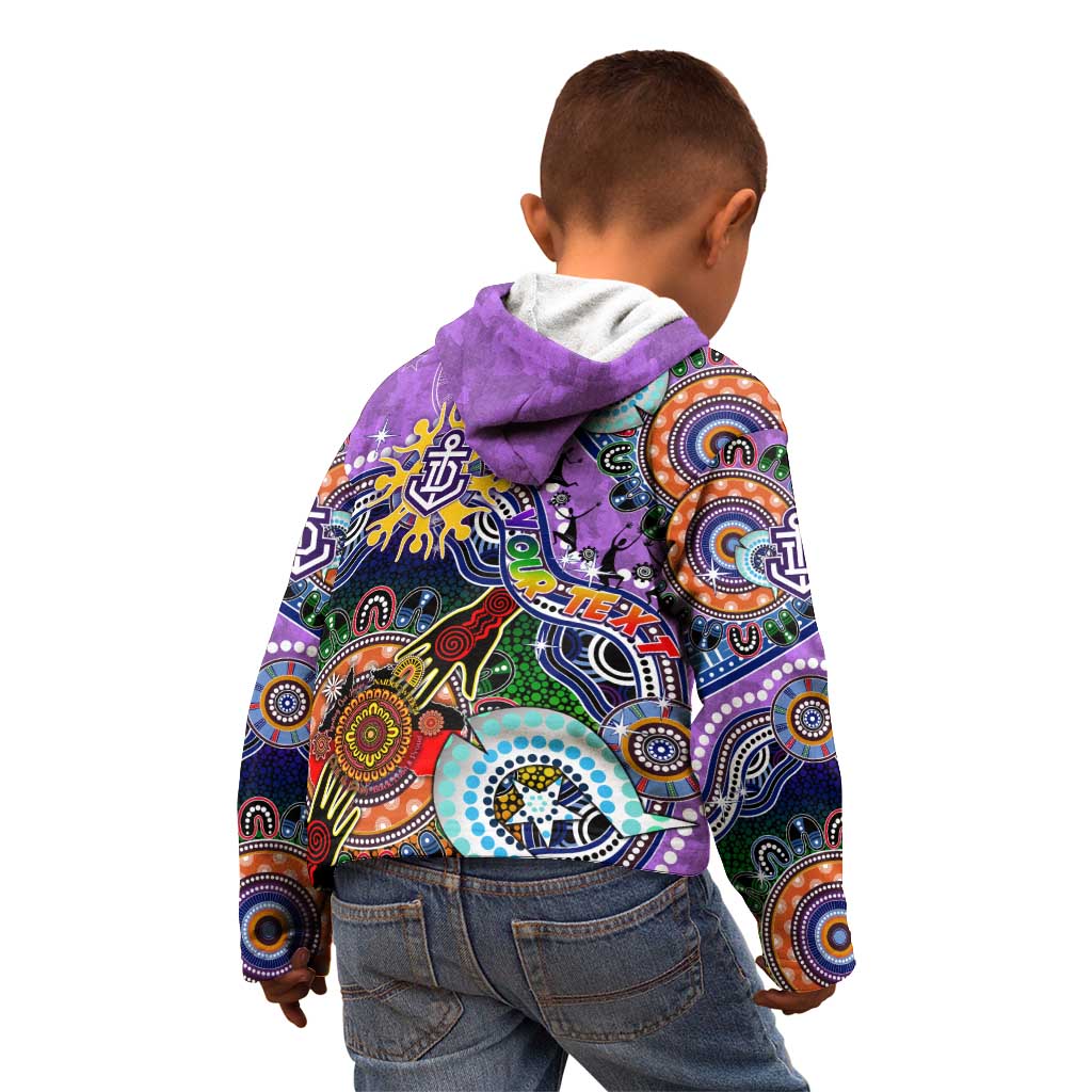 Custom NAIDOC Week 2024 Fremantle Dockers Freo Kid Hoodie Australia Aboriginal Dot Painting