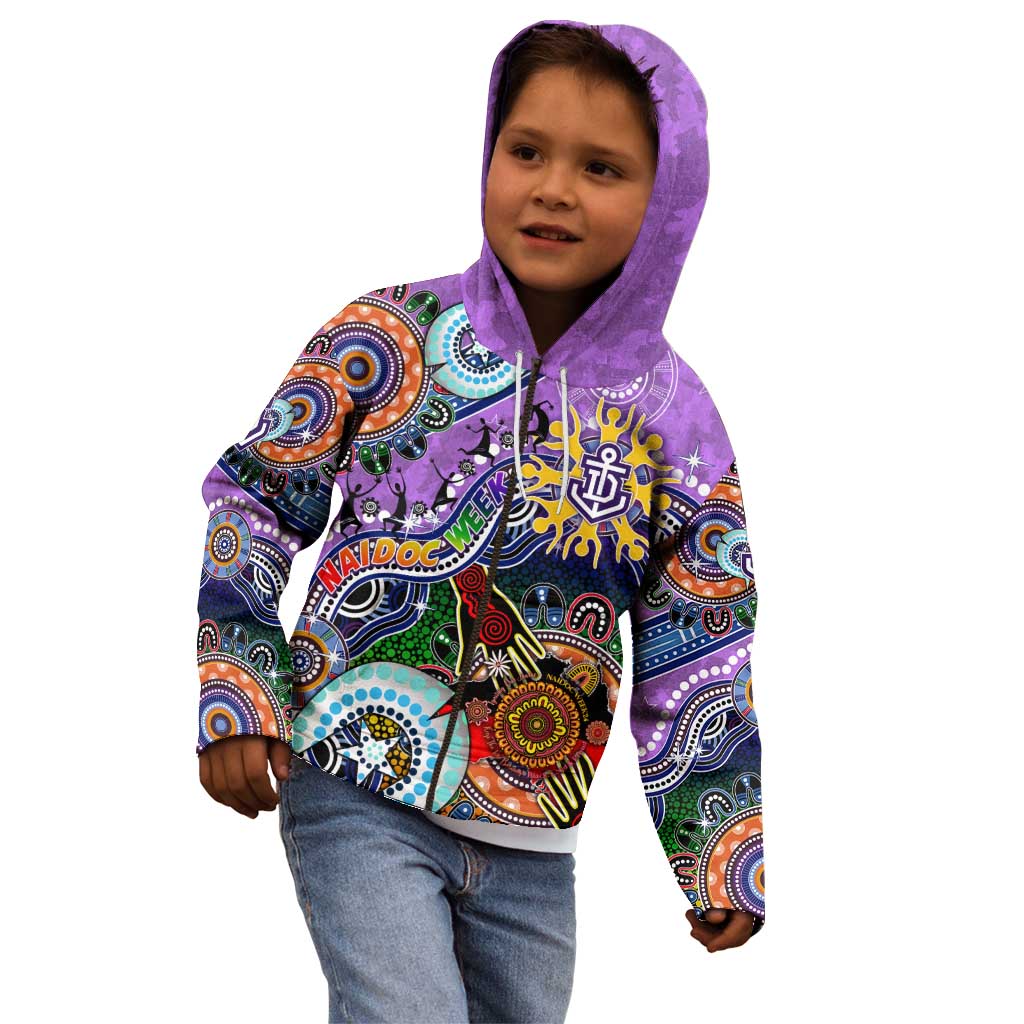 Custom NAIDOC Week 2024 Fremantle Dockers Freo Kid Hoodie Australia Aboriginal Dot Painting