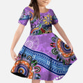 Custom NAIDOC Week 2024 Fremantle Dockers Freo Kid Short Sleeve Dress Australia Aboriginal Dot Painting