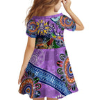 Custom NAIDOC Week 2024 Fremantle Dockers Freo Kid Short Sleeve Dress Australia Aboriginal Dot Painting