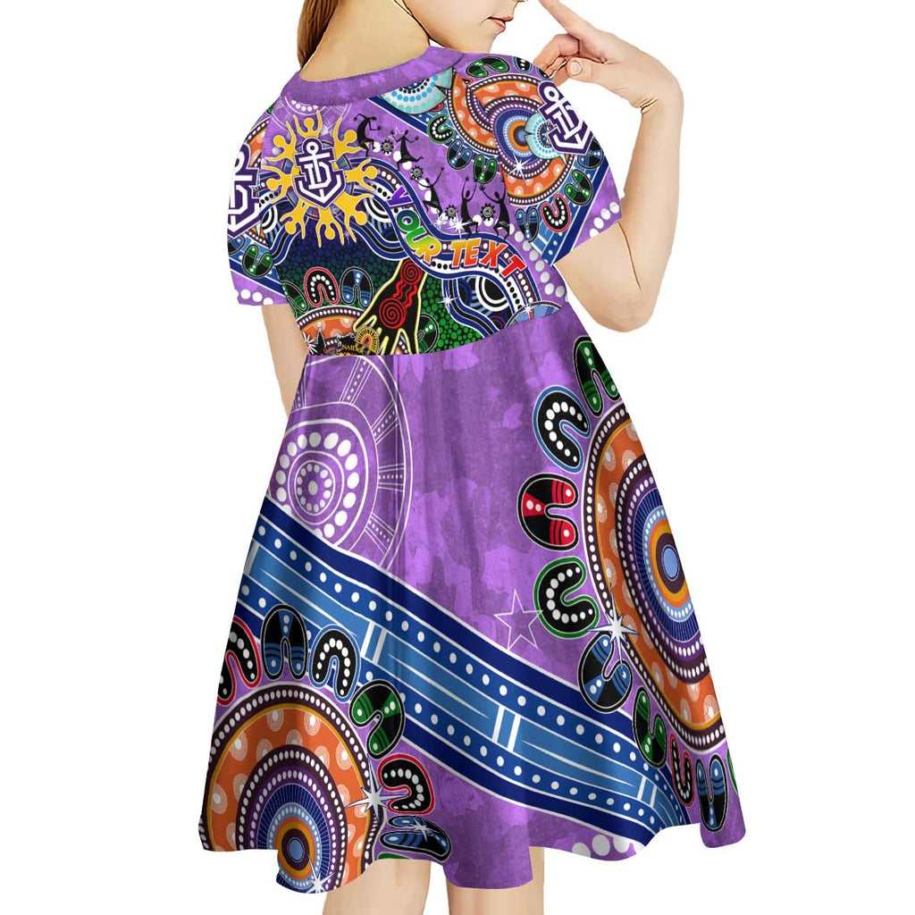 Custom NAIDOC Week 2024 Fremantle Dockers Freo Kid Short Sleeve Dress Australia Aboriginal Dot Painting