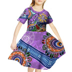 Custom NAIDOC Week 2024 Fremantle Dockers Freo Kid Short Sleeve Dress Australia Aboriginal Dot Painting