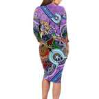 Custom NAIDOC Week 2024 Fremantle Dockers Freo Long Sleeve Bodycon Dress Australia Aboriginal Dot Painting
