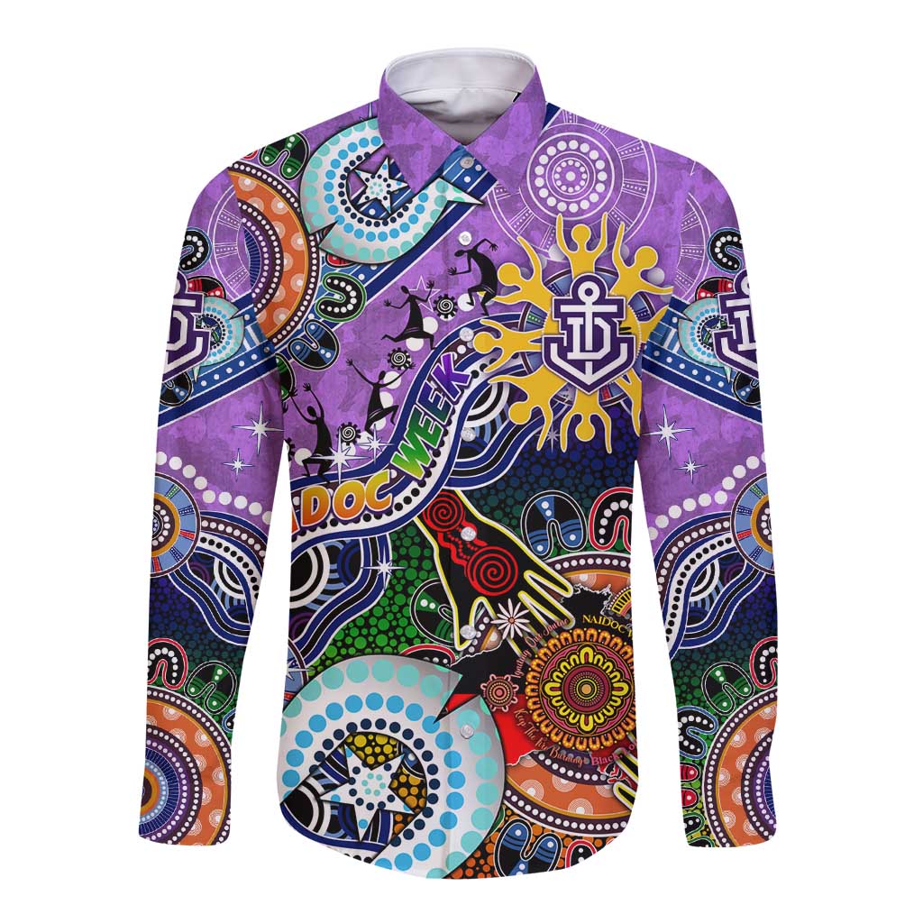 Custom NAIDOC Week 2024 Fremantle Dockers Freo Long Sleeve Button Shirt Australia Aboriginal Dot Painting