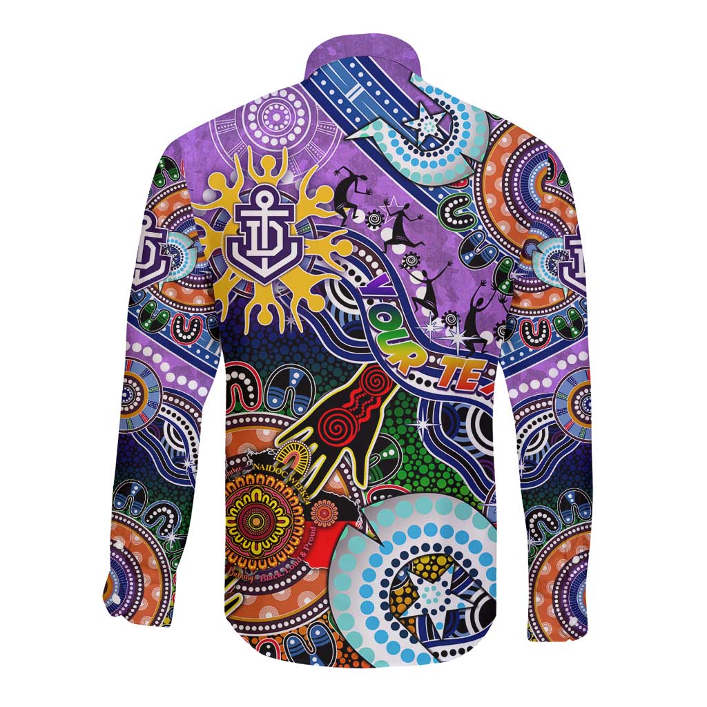 Custom NAIDOC Week 2024 Fremantle Dockers Freo Long Sleeve Button Shirt Australia Aboriginal Dot Painting