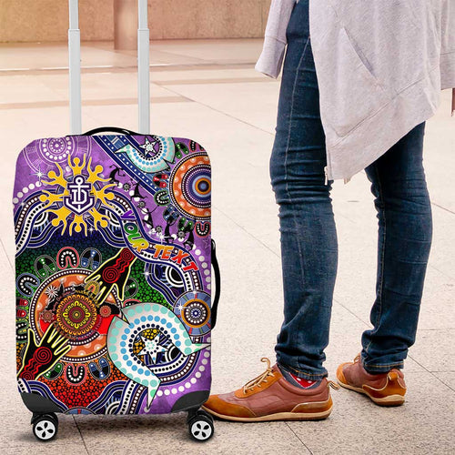 Custom NAIDOC Week 2024 Fremantle Dockers Freo Luggage Cover Australia Aboriginal Dot Painting