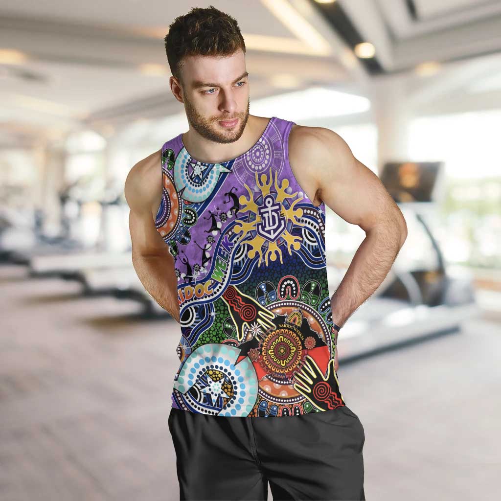 Custom NAIDOC Week 2024 Fremantle Dockers Freo Men Tank Top Australia Aboriginal Dot Painting