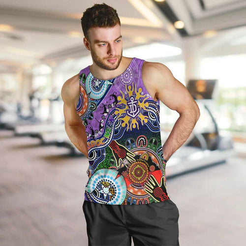 Custom NAIDOC Week 2024 Fremantle Dockers Freo Men Tank Top Australia Aboriginal Dot Painting