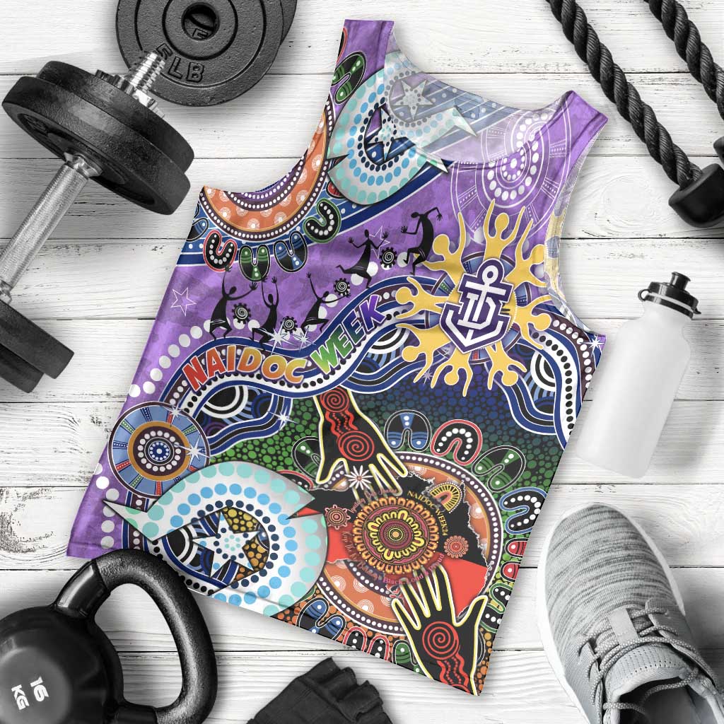 Custom NAIDOC Week 2024 Fremantle Dockers Freo Men Tank Top Australia Aboriginal Dot Painting