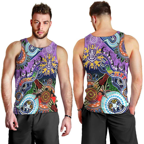 Custom NAIDOC Week 2024 Fremantle Dockers Freo Men Tank Top Australia Aboriginal Dot Painting