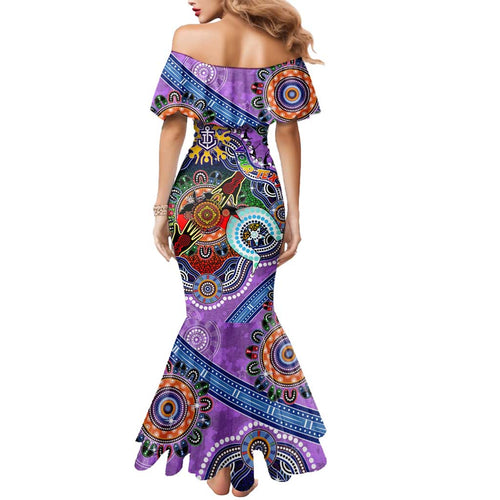 Custom NAIDOC Week 2024 Fremantle Dockers Freo Mermaid Dress Australia Aboriginal Dot Painting