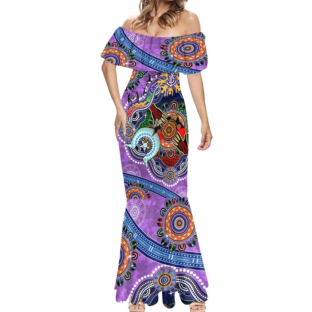 Custom NAIDOC Week 2024 Fremantle Dockers Freo Mermaid Dress Australia Aboriginal Dot Painting