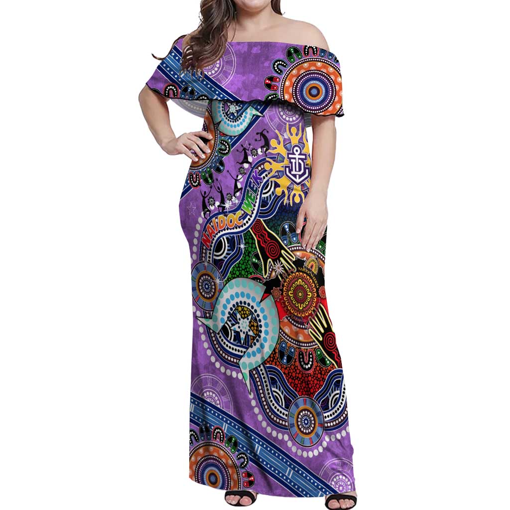 Custom NAIDOC Week 2024 Fremantle Dockers Freo Off Shoulder Maxi Dress Australia Aboriginal Dot Painting