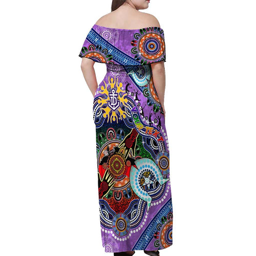 Custom NAIDOC Week 2024 Fremantle Dockers Freo Off Shoulder Maxi Dress Australia Aboriginal Dot Painting