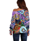 Custom NAIDOC Week 2024 Fremantle Dockers Freo Off Shoulder Sweater Australia Aboriginal Dot Painting
