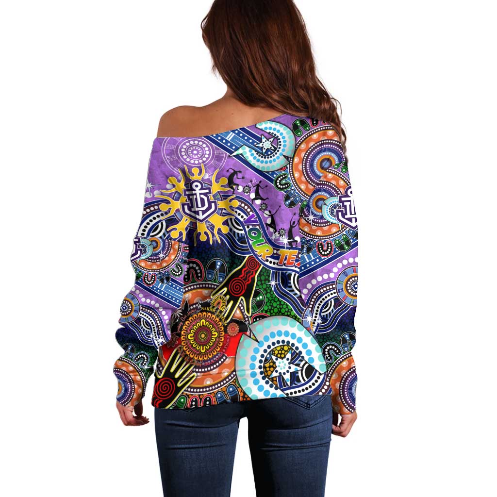 Custom NAIDOC Week 2024 Fremantle Dockers Freo Off Shoulder Sweater Australia Aboriginal Dot Painting