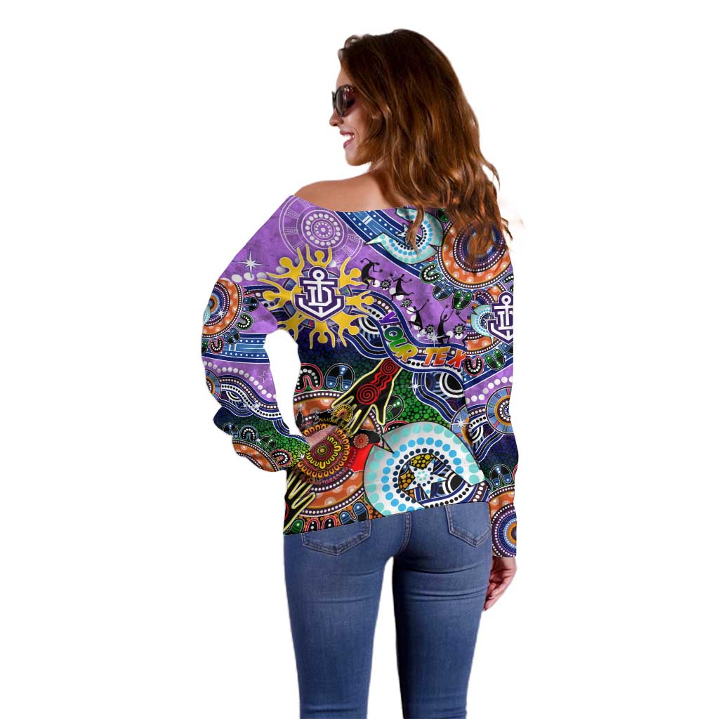 Custom NAIDOC Week 2024 Fremantle Dockers Freo Off Shoulder Sweater Australia Aboriginal Dot Painting