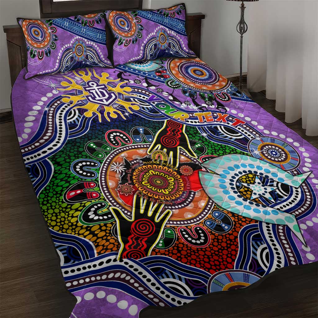 Custom NAIDOC Week 2024 Fremantle Dockers Freo Quilt Bed Set Australia Aboriginal Dot Painting