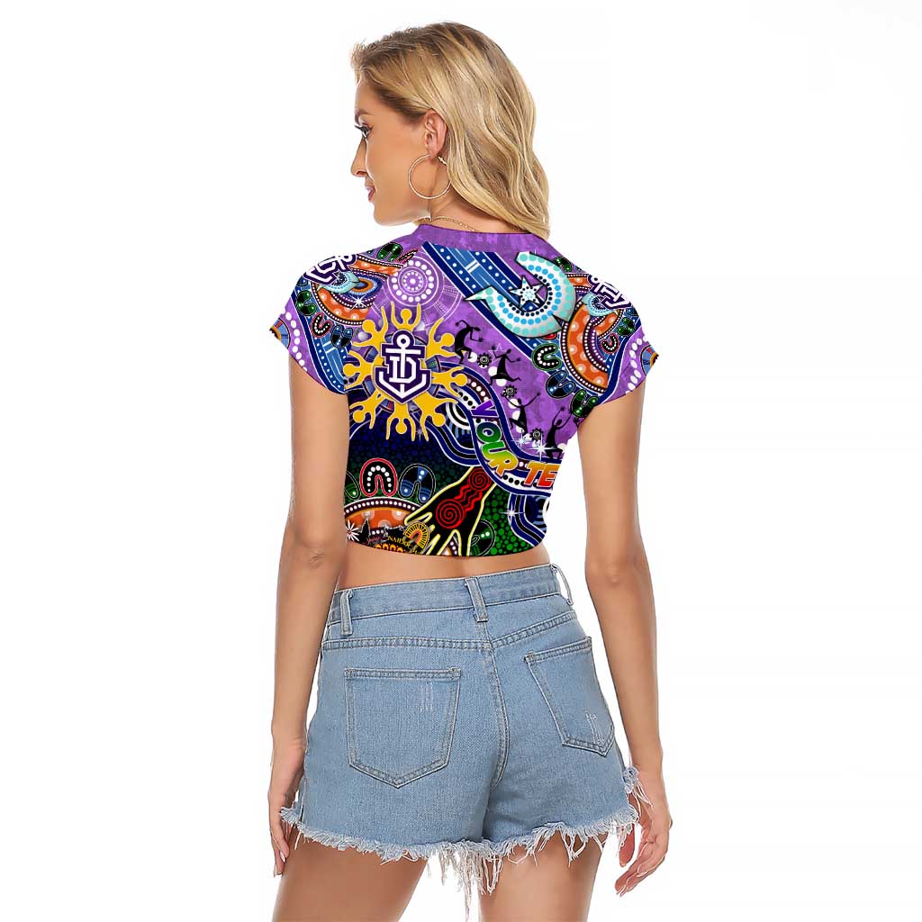 Custom NAIDOC Week 2024 Fremantle Dockers Freo Raglan Cropped T Shirt Australia Aboriginal Dot Painting