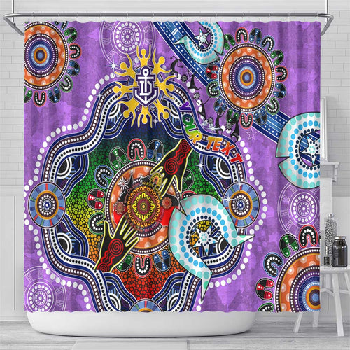 Custom NAIDOC Week 2024 Fremantle Dockers Freo Shower Curtain Australia Aboriginal Dot Painting