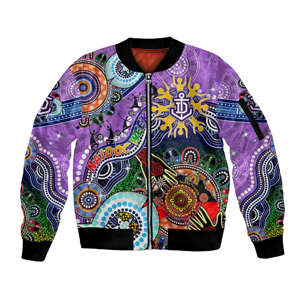 Custom NAIDOC Week 2024 Fremantle Dockers Freo Sleeve Zip Bomber Jacket Australia Aboriginal Dot Painting