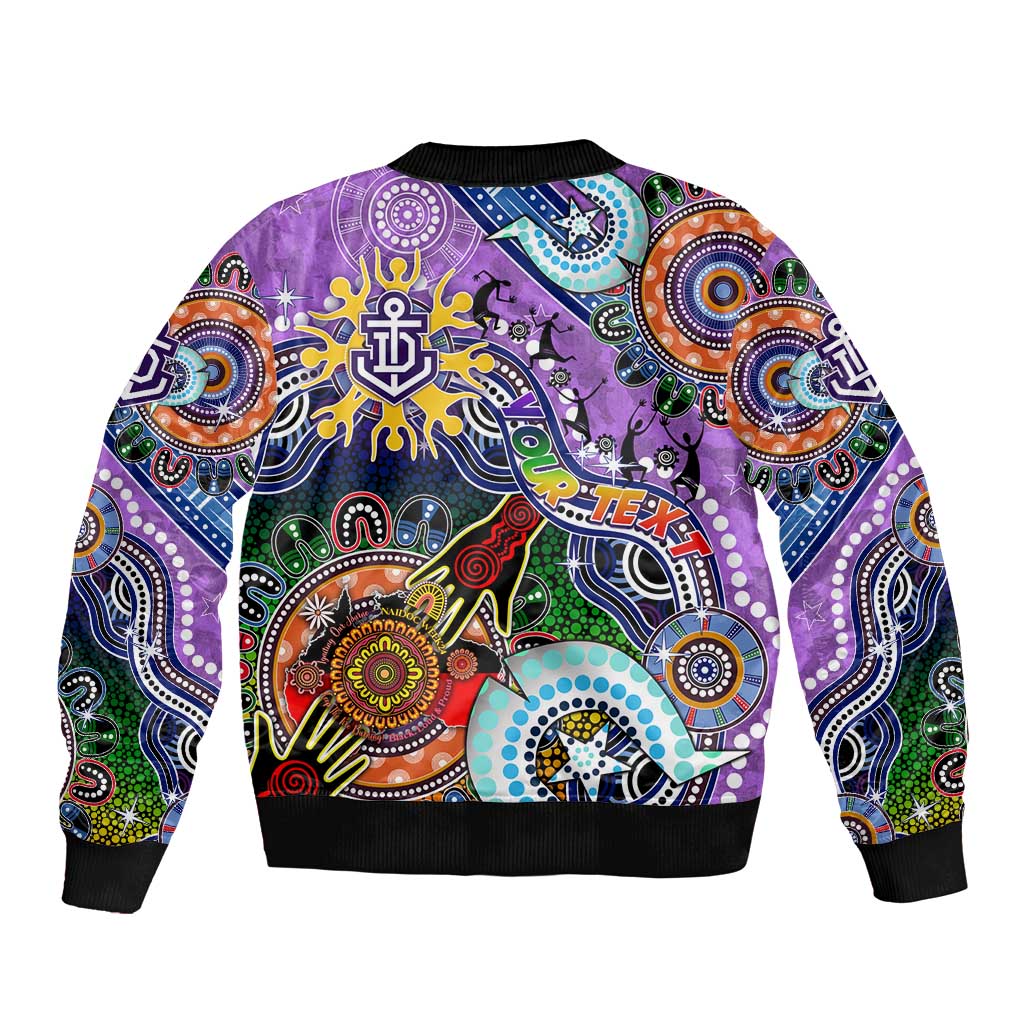 Custom NAIDOC Week 2024 Fremantle Dockers Freo Sleeve Zip Bomber Jacket Australia Aboriginal Dot Painting