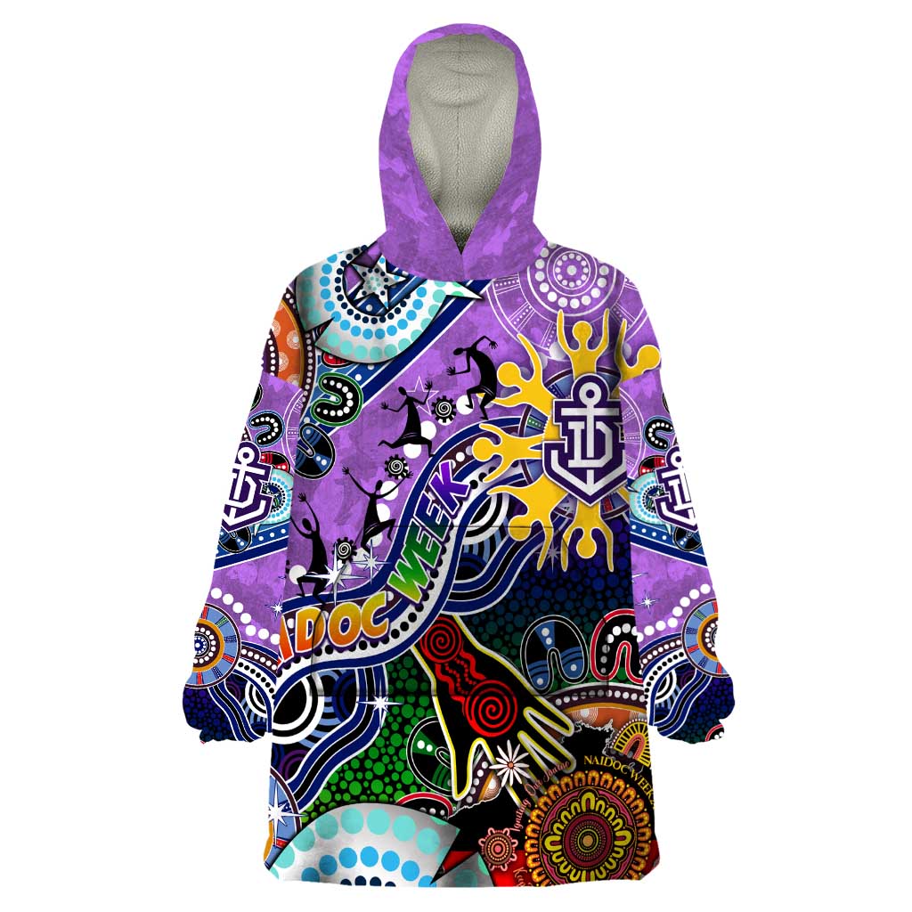 Custom NAIDOC Week 2024 Fremantle Dockers Freo Wearable Blanket Hoodie Australia Aboriginal Dot Painting