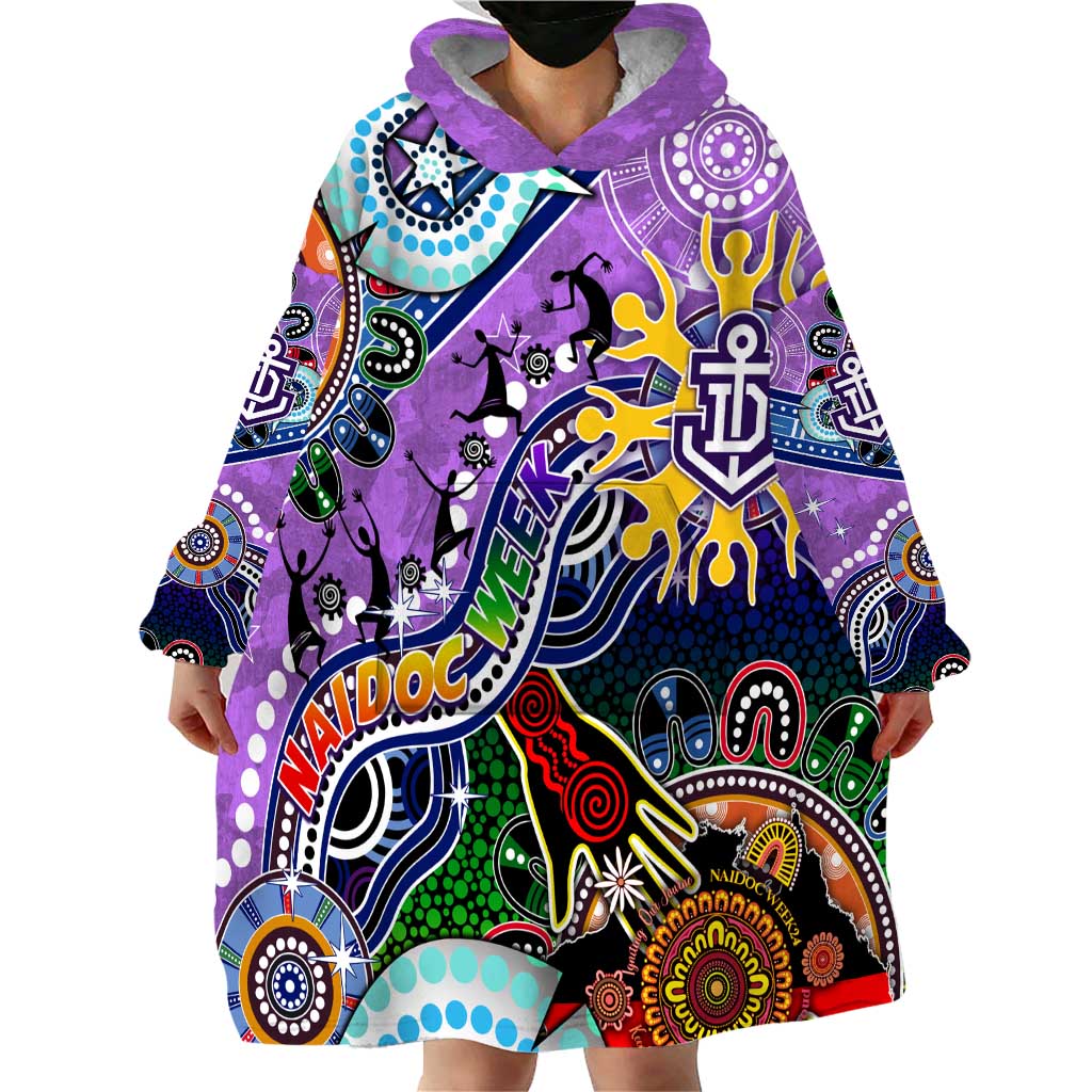 Custom NAIDOC Week 2024 Fremantle Dockers Freo Wearable Blanket Hoodie Australia Aboriginal Dot Painting