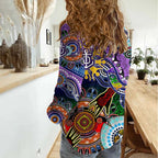 Custom NAIDOC Week 2024 Fremantle Dockers Freo Women Casual Shirt Australia Aboriginal Dot Painting