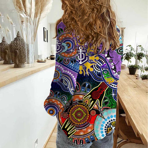 Custom NAIDOC Week 2024 Fremantle Dockers Freo Women Casual Shirt Australia Aboriginal Dot Painting