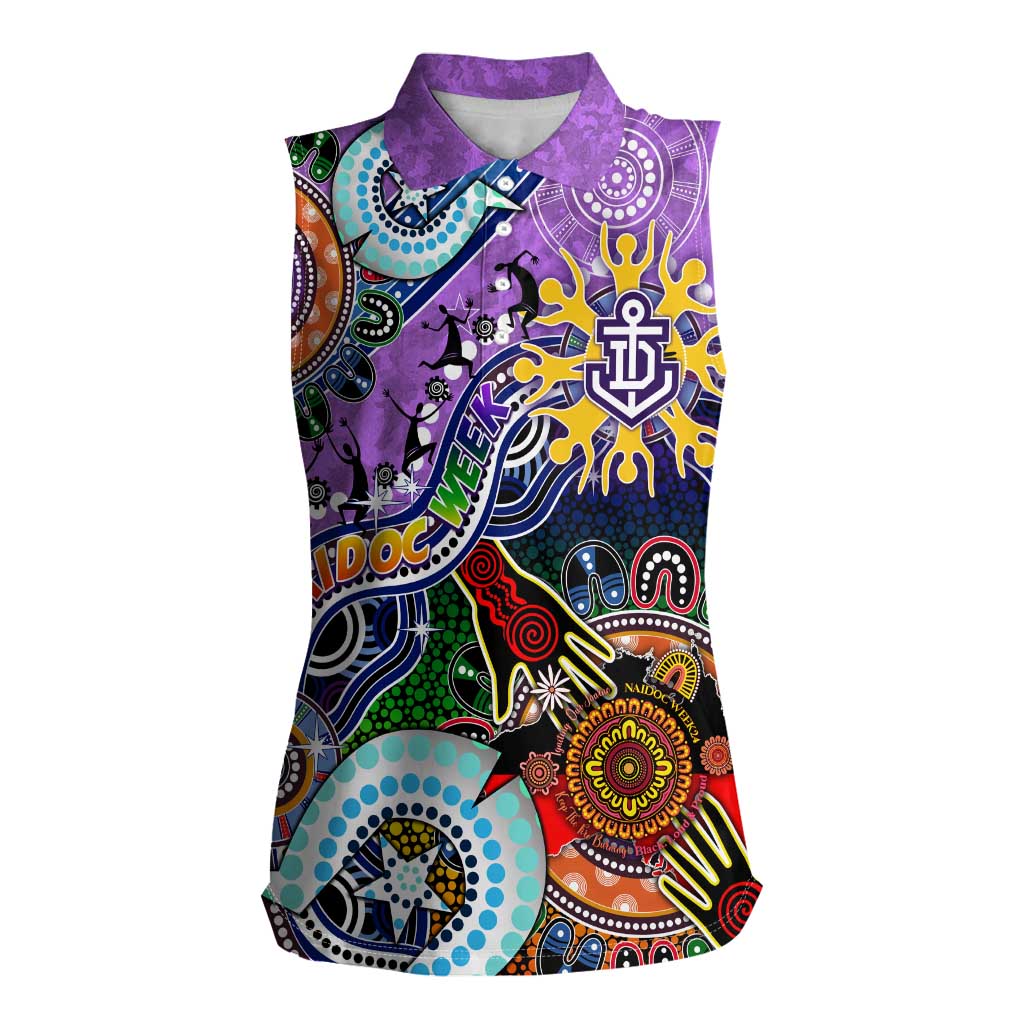 Custom NAIDOC Week 2024 Fremantle Dockers Freo Women Sleeveless Polo Shirt Australia Aboriginal Dot Painting