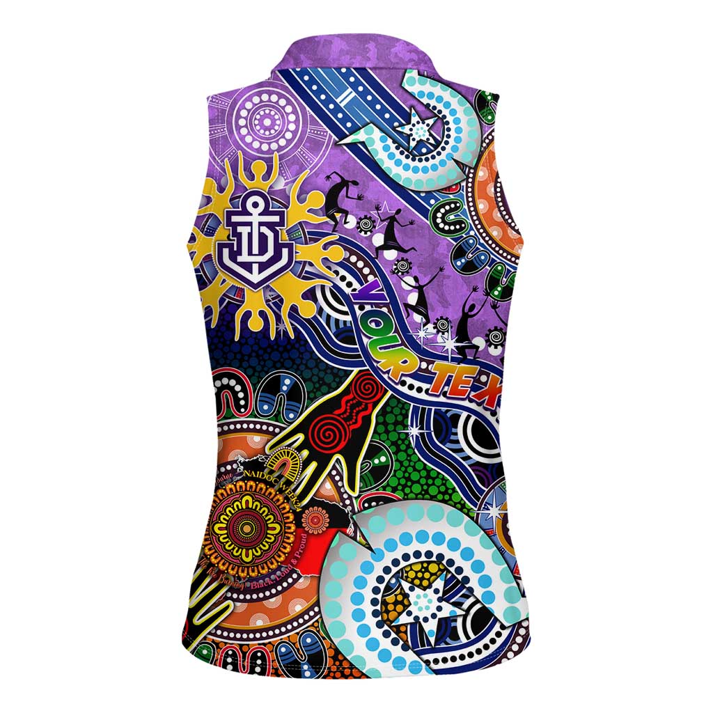 Custom NAIDOC Week 2024 Fremantle Dockers Freo Women Sleeveless Polo Shirt Australia Aboriginal Dot Painting